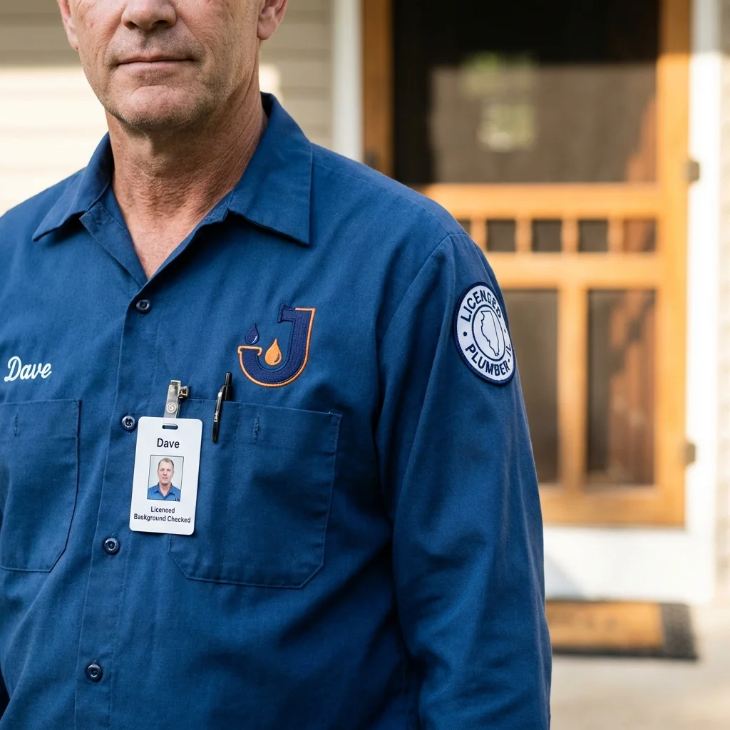 Licensed plumber showing ID badge in Ranson, WV