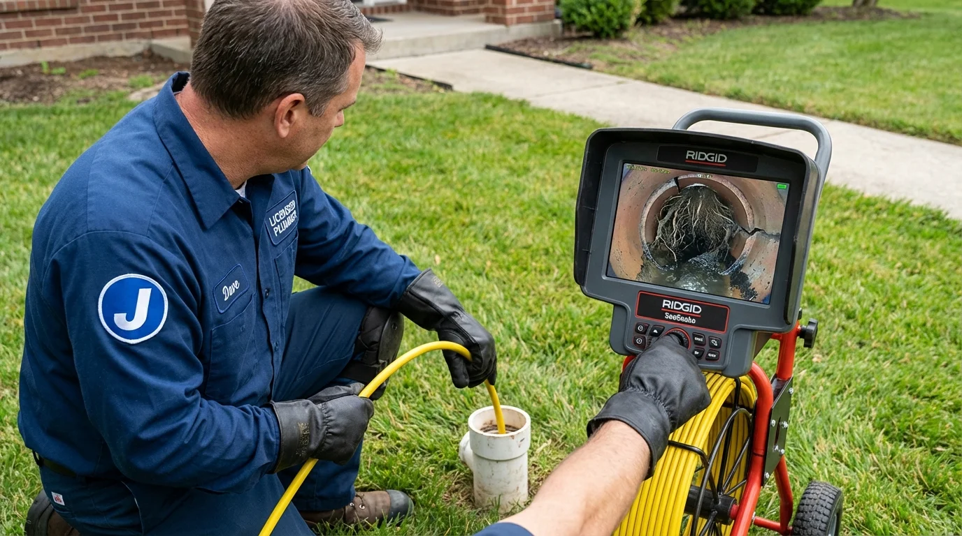 Sewer camera inspection being performed by Johns Plumbing LLC in Ranson