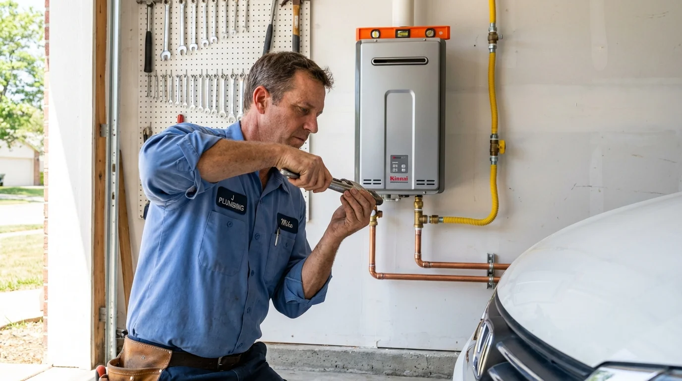 Tankless water heater installation by a Johns Plumbing LLC plumber in Ranson
